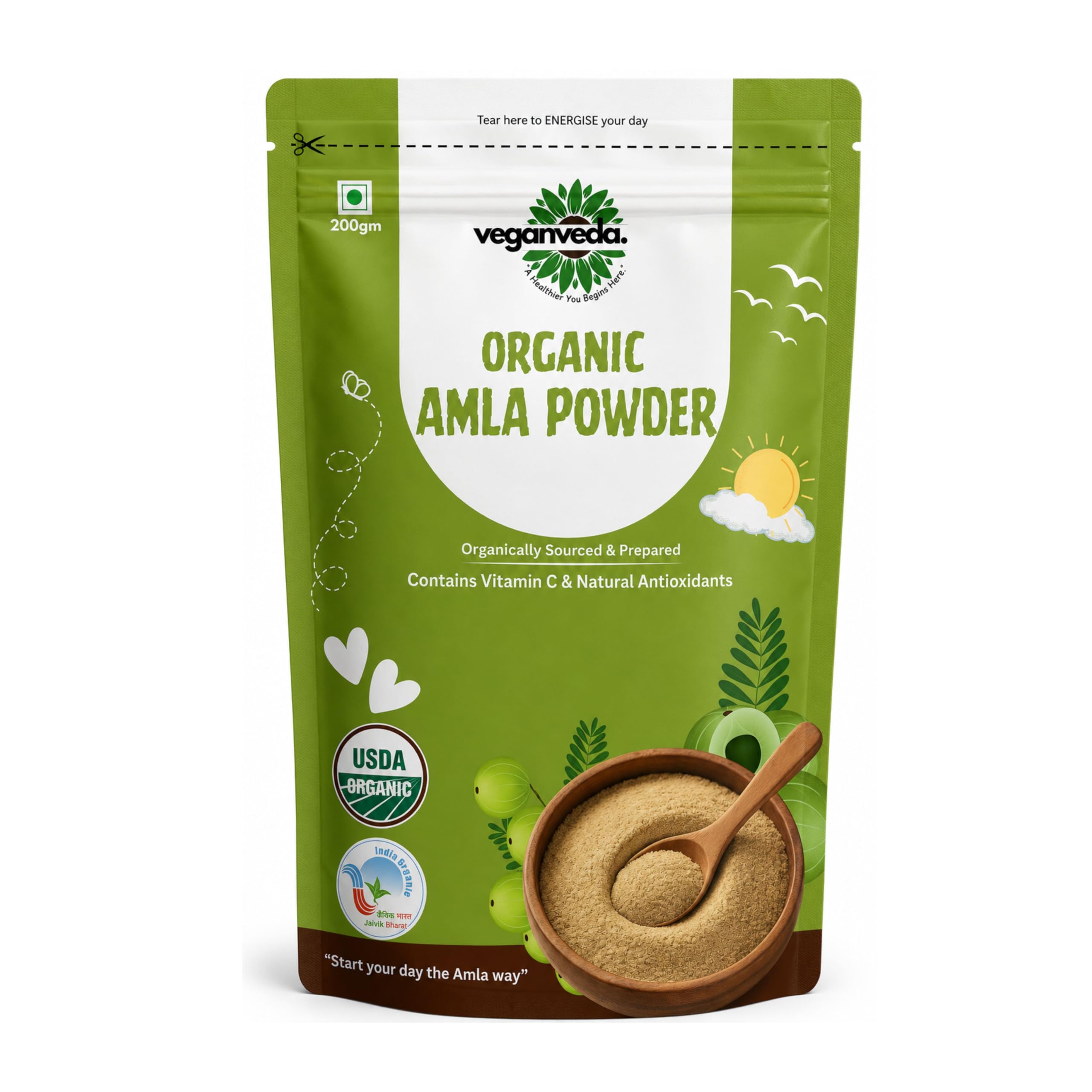 Certified Organic Amla Powder For Hair Growth 200g