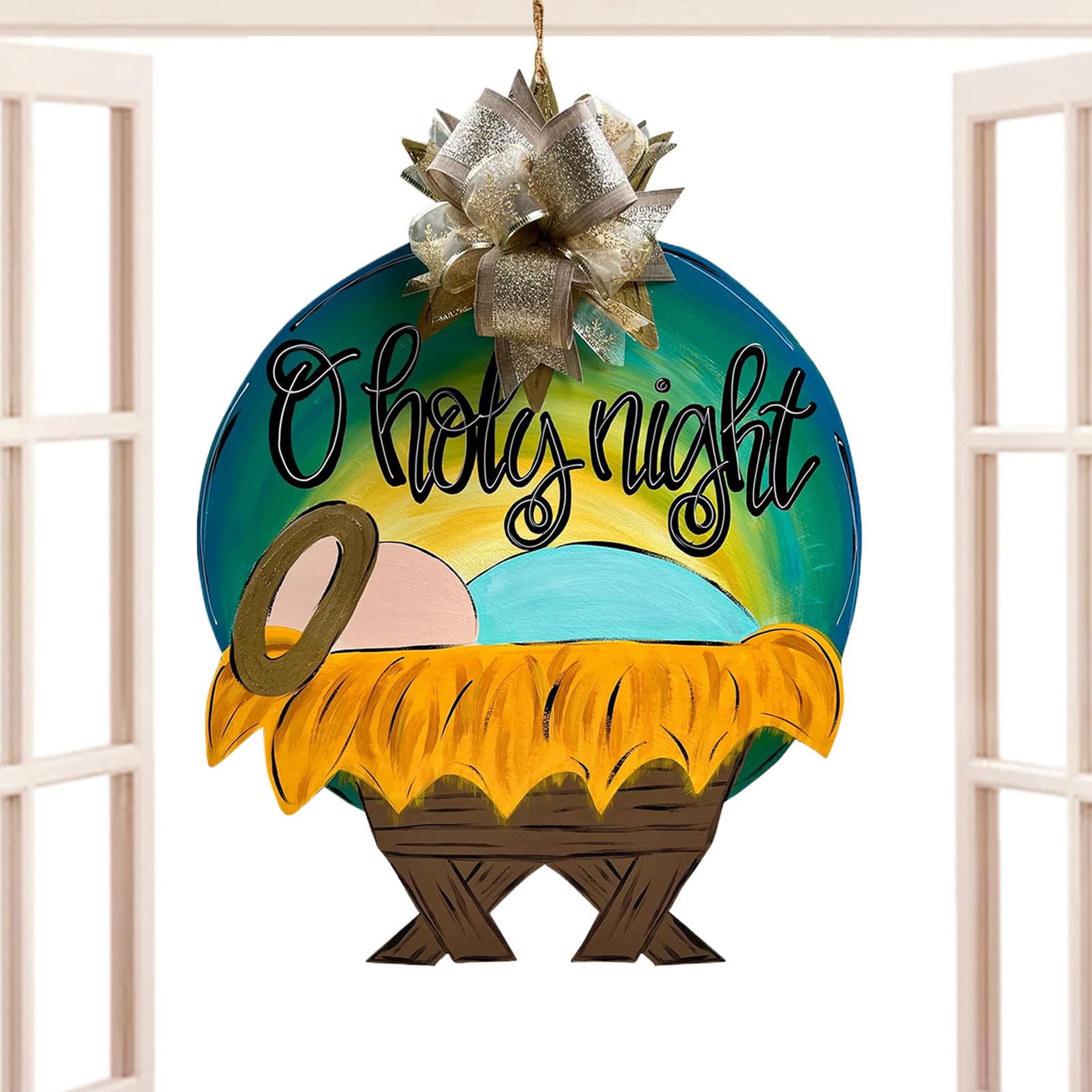 Cartel de Navidad para puerta con diseño exclusivo de Noche de Paz