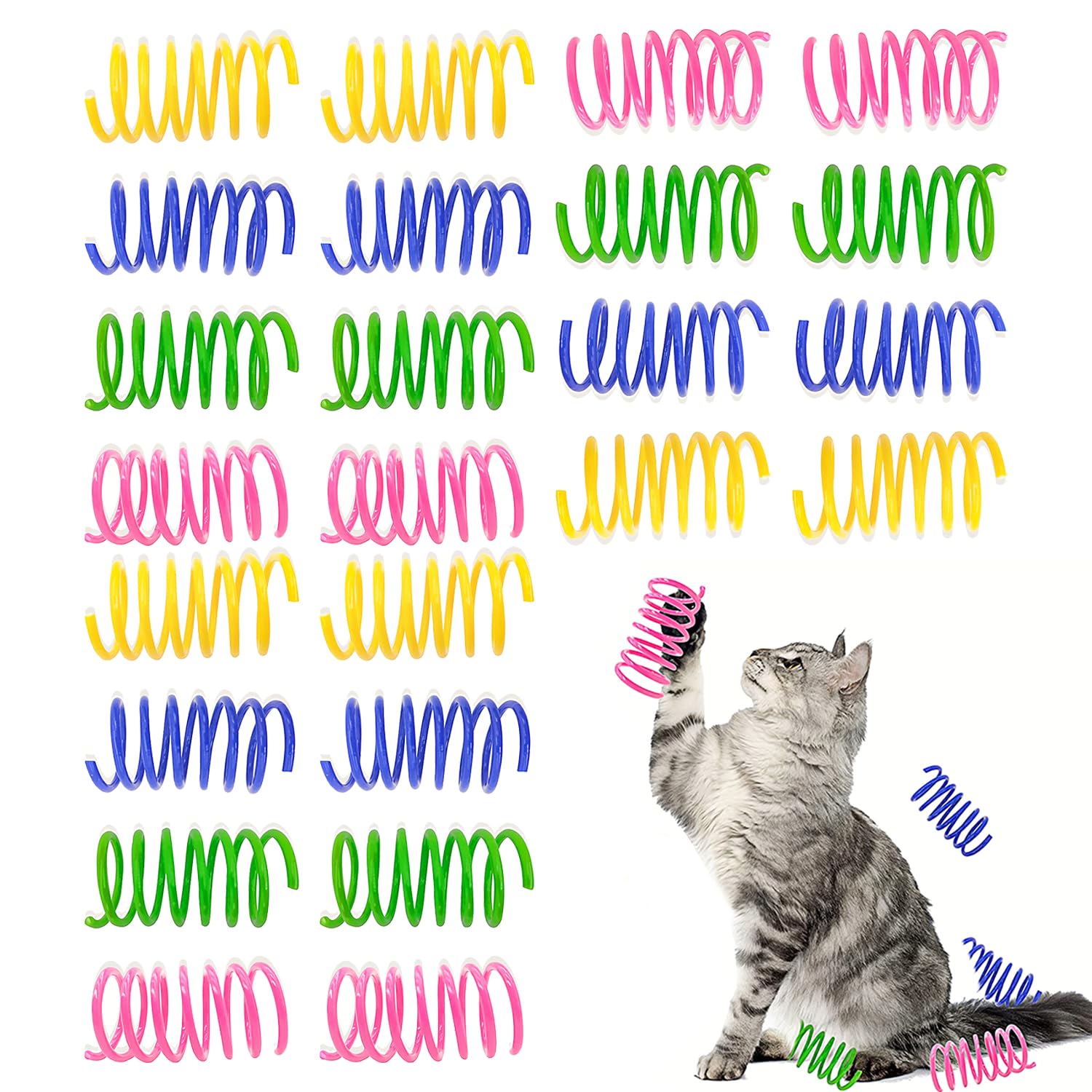24 Piezas Muelle en Espiral para Gato, Juguete Creativo para Matar el Tiempo y Mantenerse en Forma, Juguete Interactivo para Gatos, Duradero y Resistente, de Plástico Muelles