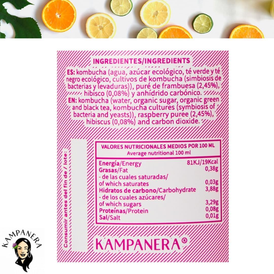 Kampanera - Pack Mix Kombucha 5 Estrellas -12 Botellas de 250 ml - Kombucha Natural - Bebida Fermentada - Té Verde y Negro - Sin Azúcar Añadida - Baja Carbonatación - Artesanal