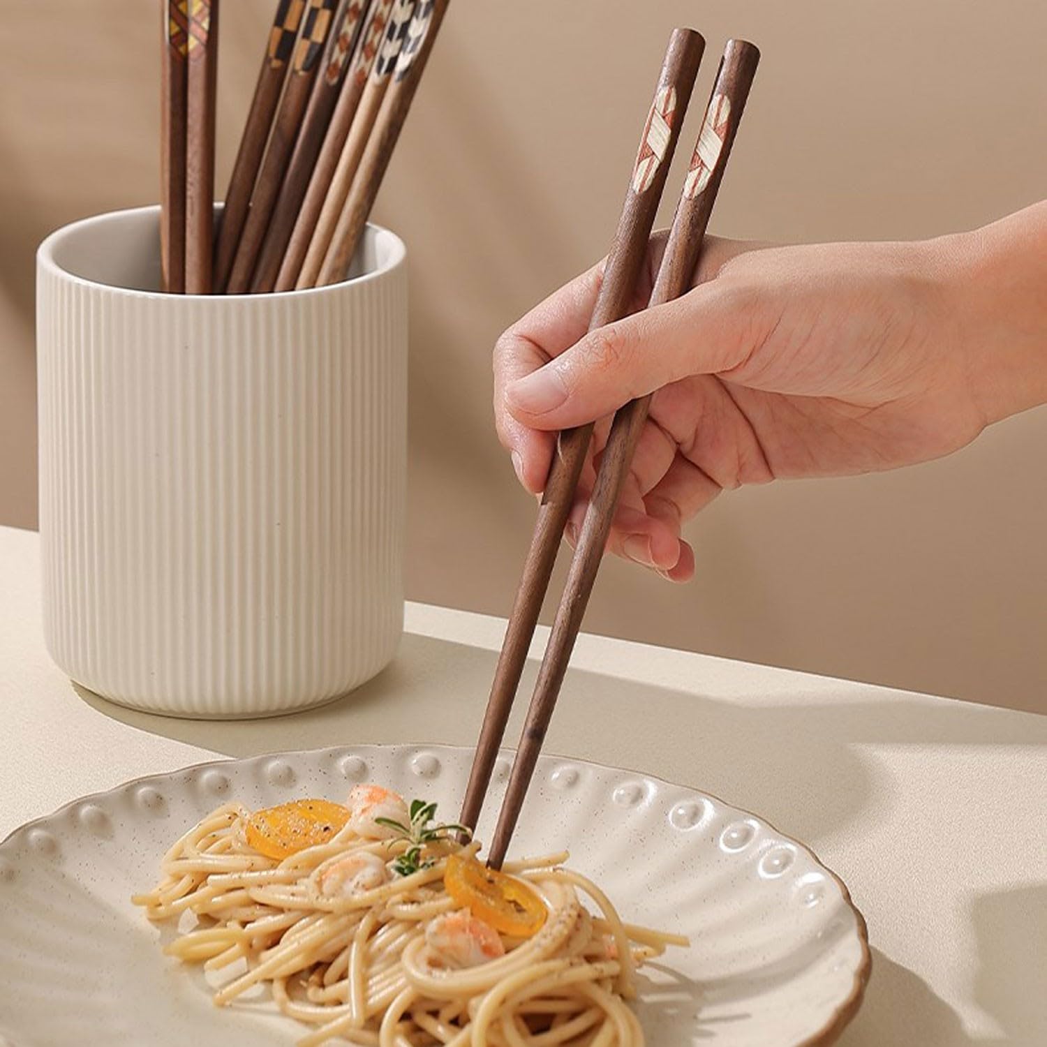Baguettes en métal Baguettes de Cuisine Baguettes Baguettes Baguettes de ménage Baguettes en Bois antidérapantes, Une Personne, Une Baguette de Luxe légère(A-22.5cm)
