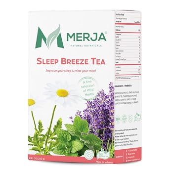 Merja Herbs Sleep Breeze Tea [250g] Caffeine Free for Sleep & Memory Boost | Loose Mediterranean Supports Stress Relief Tea | Herbal Teas & Beverages