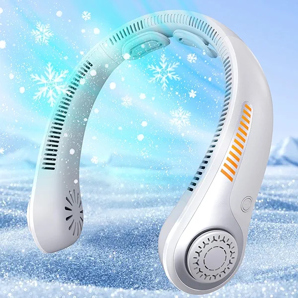 EYERZ Portable Neck Fan - Rechargeable Personal Fan with Neck Support, 5-Speed Quiet Lightweight Long Lasting Neck Fan, Battery Operated Full Surround Cooling for Travel, Birthday Gifts for Men Women