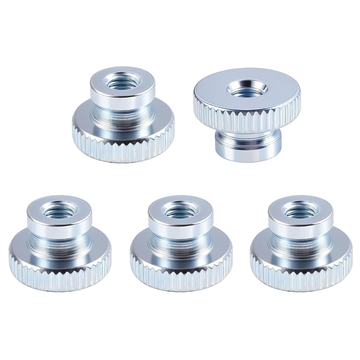 20 Pcs M5 Knurled Thumb Nut, 0.39" Height, Zinc Plated