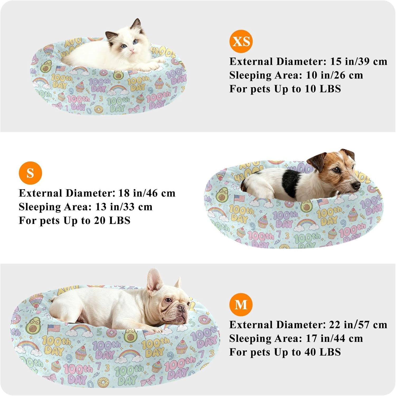 Pet Dog Bed Warm & Cozy Fluffy Dog Pillow Bed for Medium Size Pets Sleeping M 100th Day Celebration Avocado