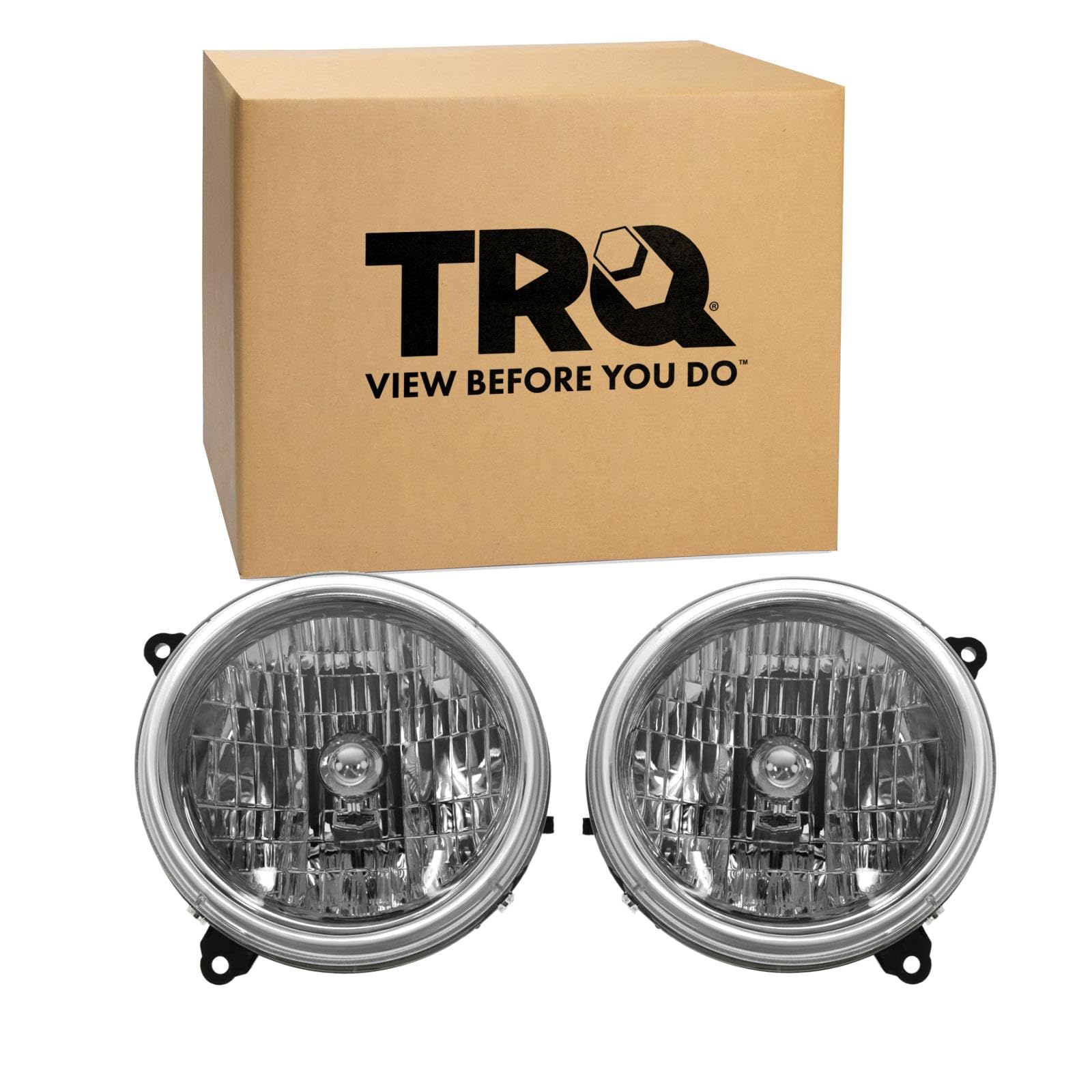 TRQ 2 Piece Headlight Assembly Set Driver &amp; Passenger Side Compatible with 2002-2004 Jeep Liberty CH2502136 CH2503136