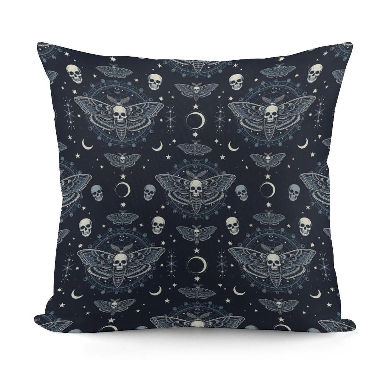 Smazdfxx Picture(136) Pattern Decorative Cushion Covers Soft Goth Moth Dead Skull Moon Plush Pillow Cover For Sofa Bedroom Pillow Shell