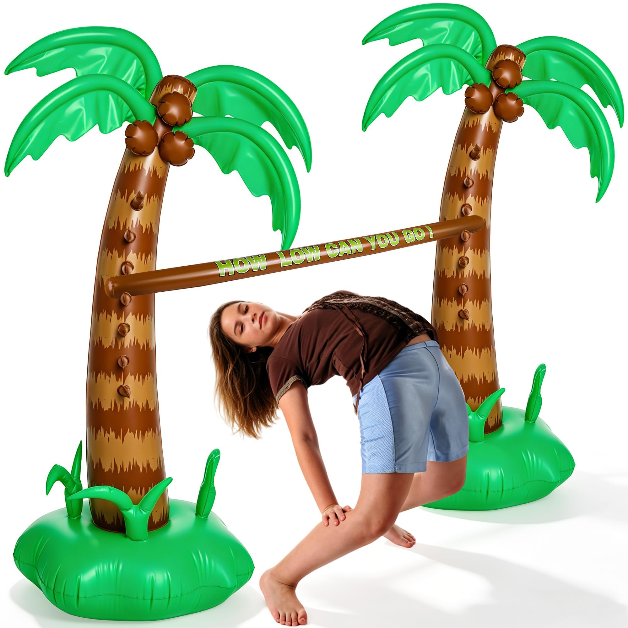 Photo 1 of CapyBud 75 Inch Hawaiian Inflatable Limbo Party Game Set Palm Tree Limbo Outdoor Tropical Theme Fun Pole for Summer Beach Pool Birthday Party Activities