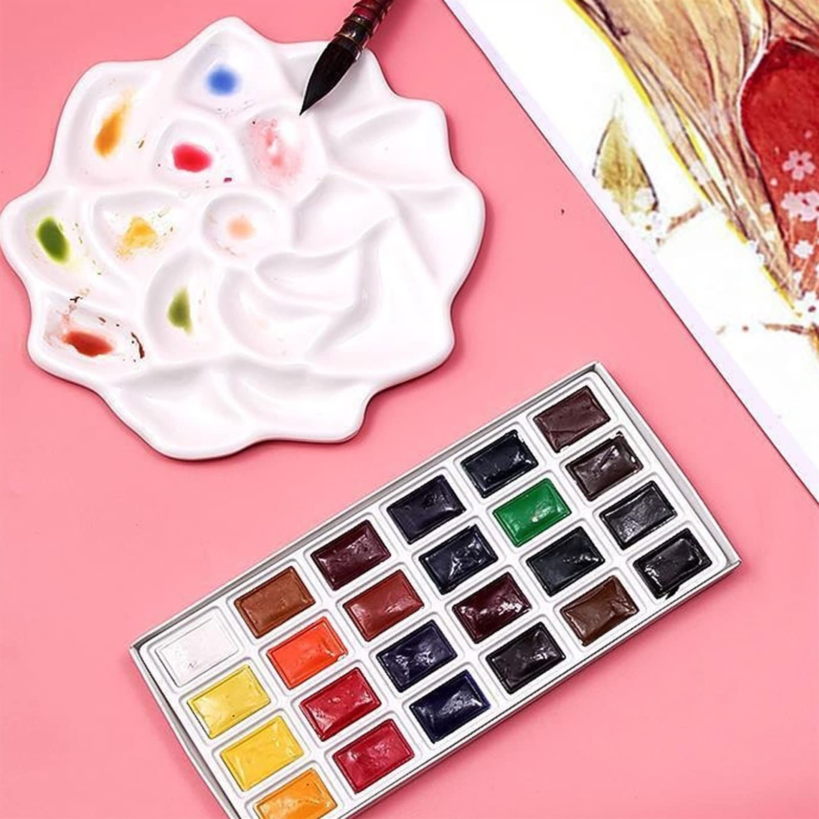 Paleta Artysty Porcelany, Mieszana Paleta Akwareli Typu Różanego, Odpowiednia Do Akwareli, Gwaszu, Malarstwa Olejnego Itp.