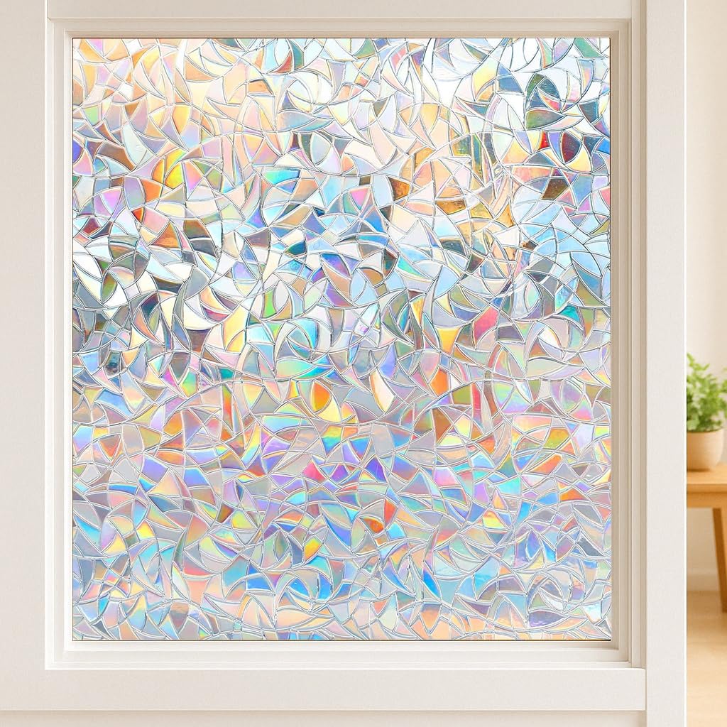 vgoltd Pellicola per finestre, motivo arcobaleno, pellicola decorativa per la privacy, per la privacy e la privacy, pellicola in vinile arcobaleno per casa e ufficio (90 cm x 5 m)