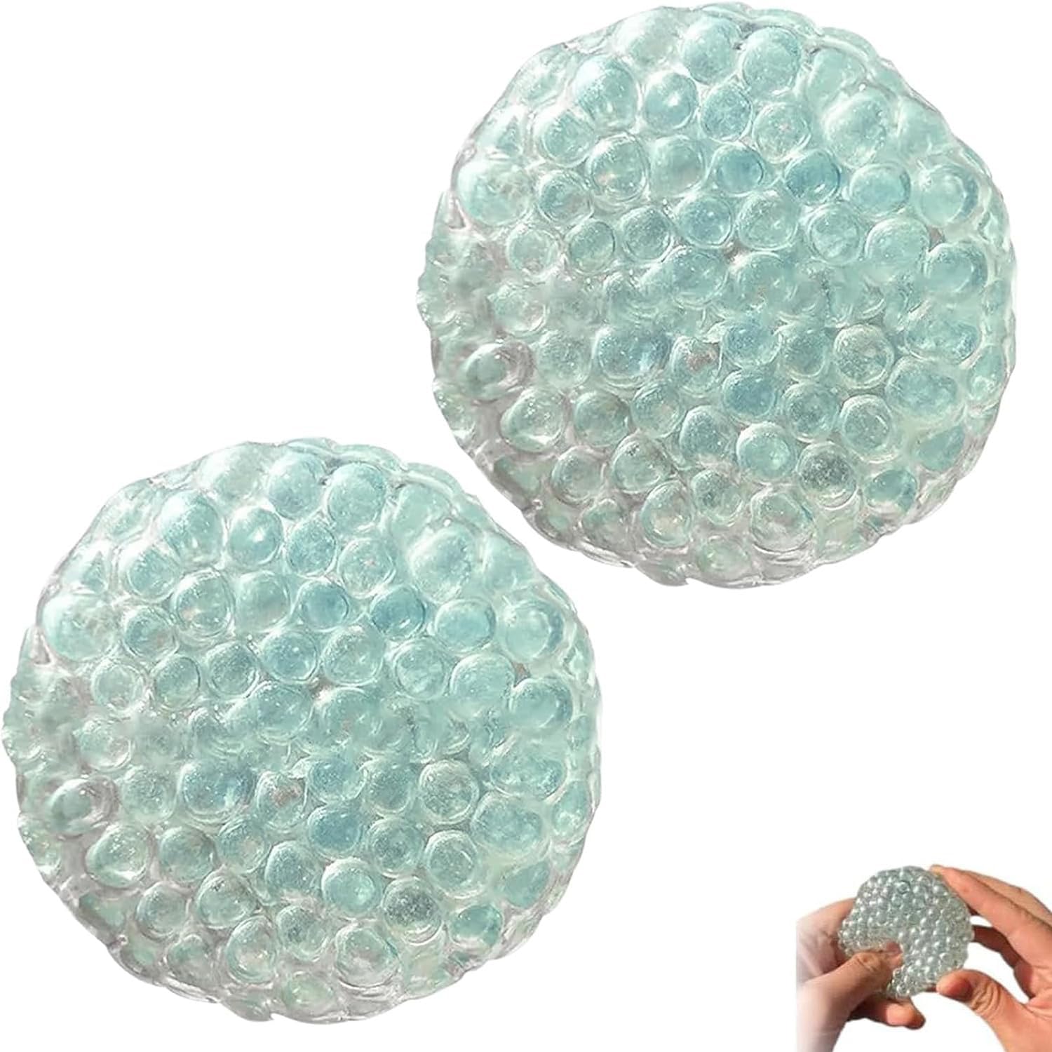 2PCS Handmade Pressure Relief Balls,Vacuum Stress Balls with Shapeable Beads, Squishy Sensory Fidget Toys for Man Women