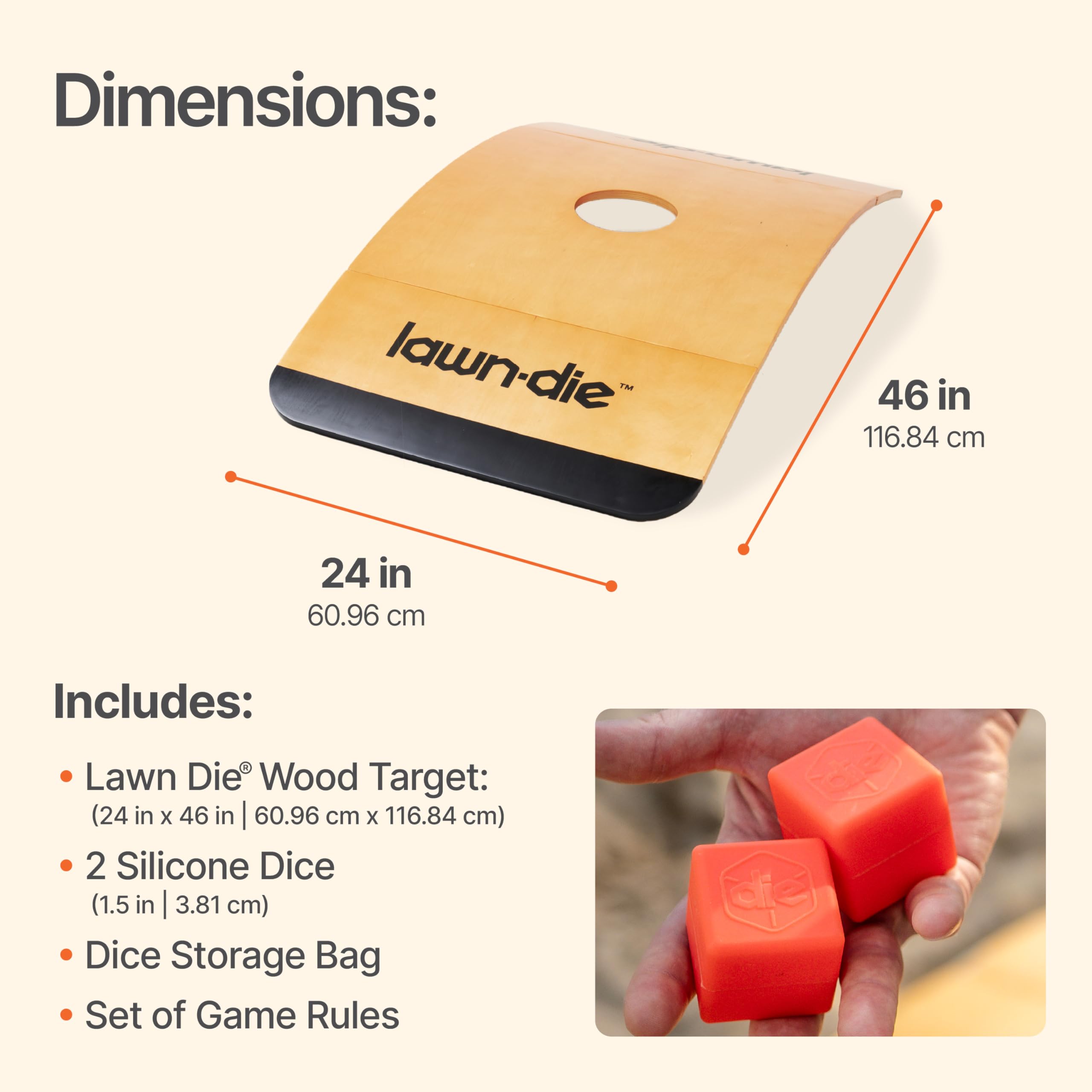 Lawn Die Outdoor Wurfspiel - Die trifft Cornhole - Tragbares Hinterhof-, Strand- & Heckklappenspiel für 4 Spieler - 1 Brettset
