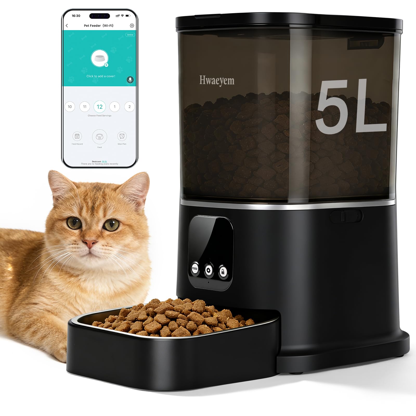 Photo 1 of Automatic Cat Feeders with App Control, 5L/28 Cups Smart Pet Feeder