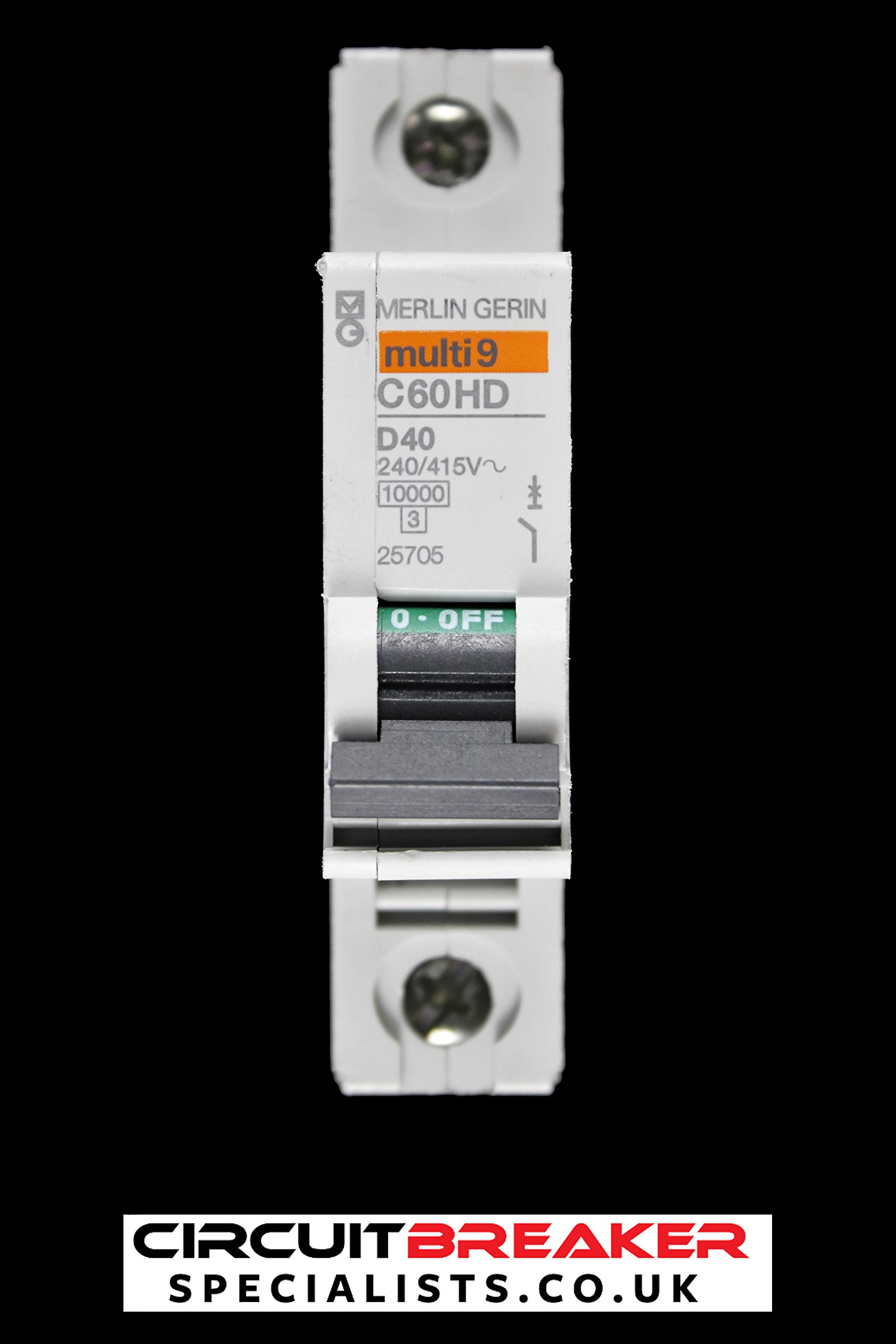 MERLIN GERIN C60HD 40 AMP TYPE D 10KA 240V SINGLE POLE MCB CIRCUIT BREAKER 25705