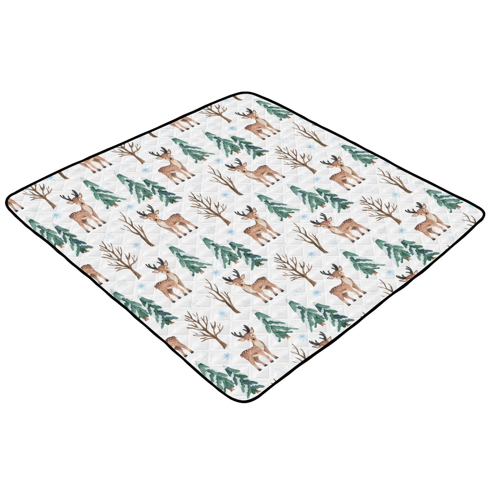 Selerdon Baby Play Mat Christmas Deer Pine Trees 50