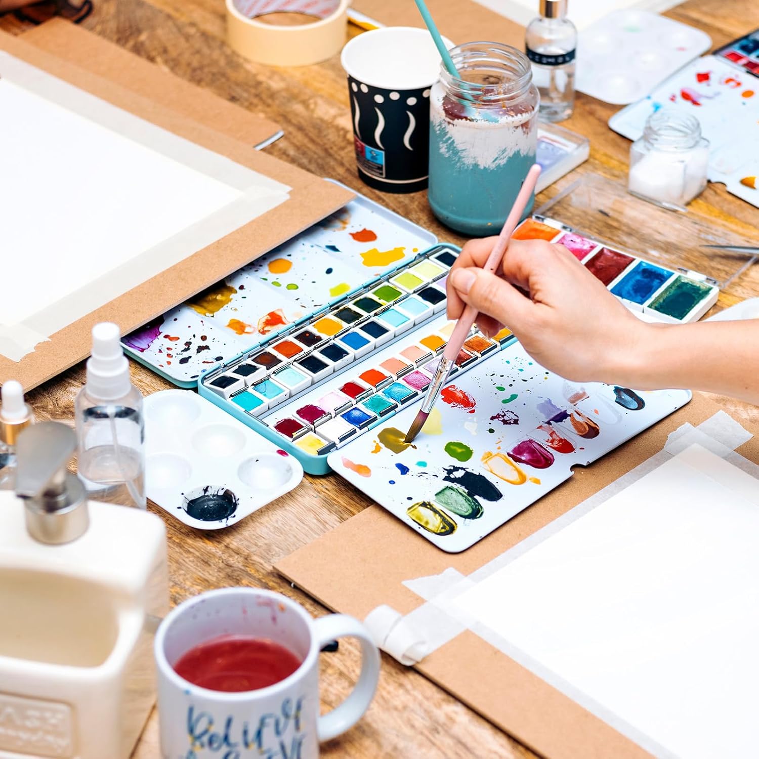 PATIKIL 4x6x0.08" Makeup Mixing Tray, 20 Pack Acrylic Mixing Palette Oval Paint Pallet with Thumb Hole for Watercolor Gouache Painting, Clear