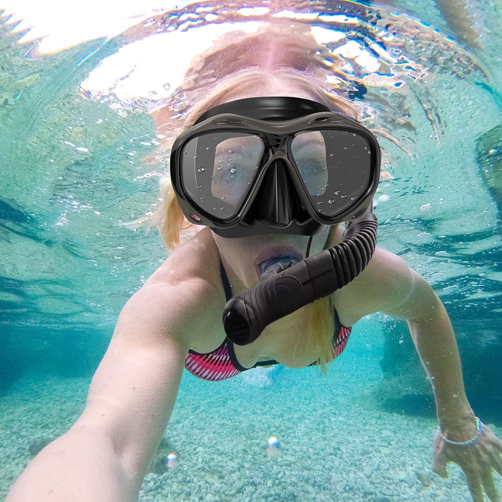 OMID Dry Snorkel, EasyBreath Free Diving Snorkel with Top Dry Valve