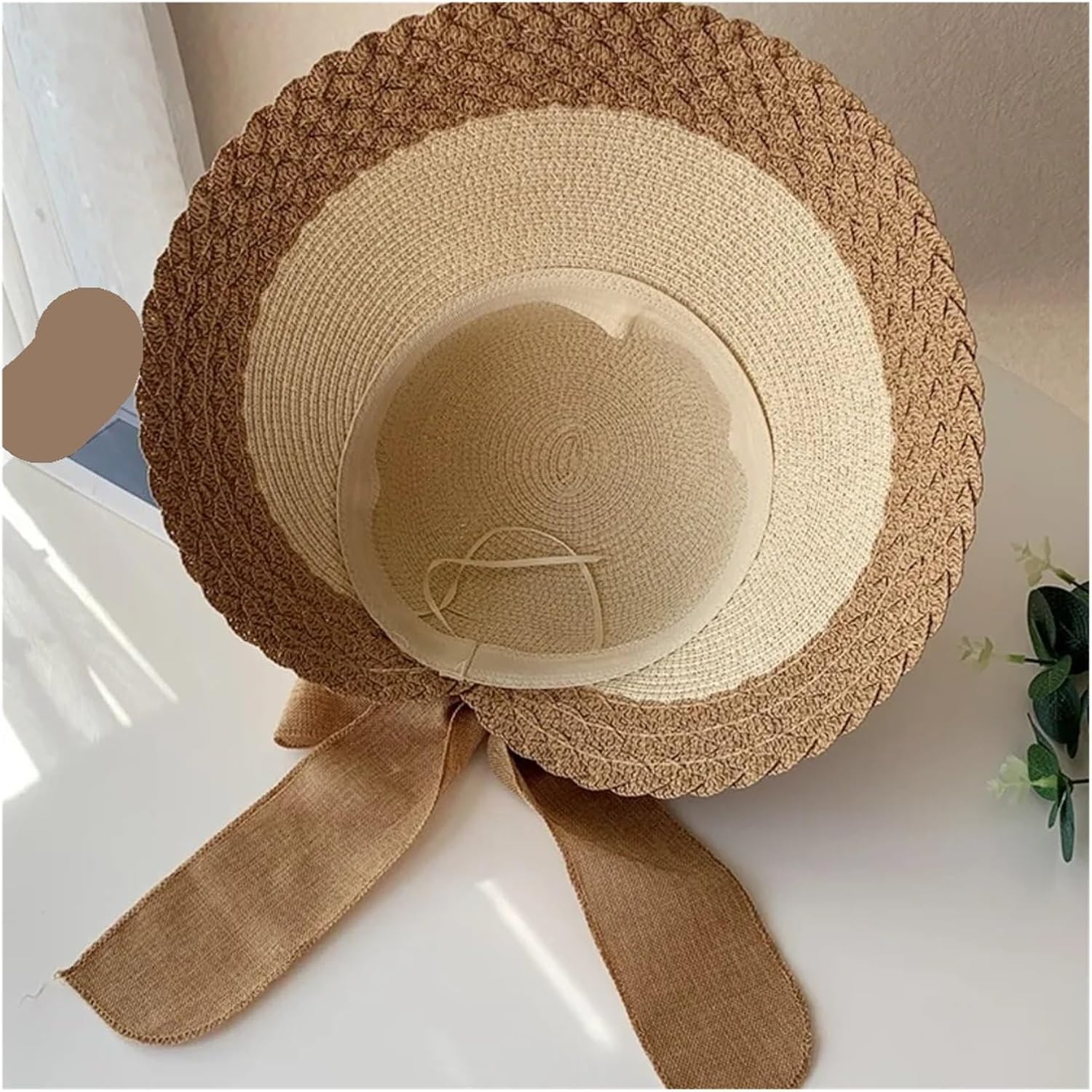Portable Straw Weaving Beach Hat Foldable Hollow Out Big Brimmed Woven Cap Lightweight