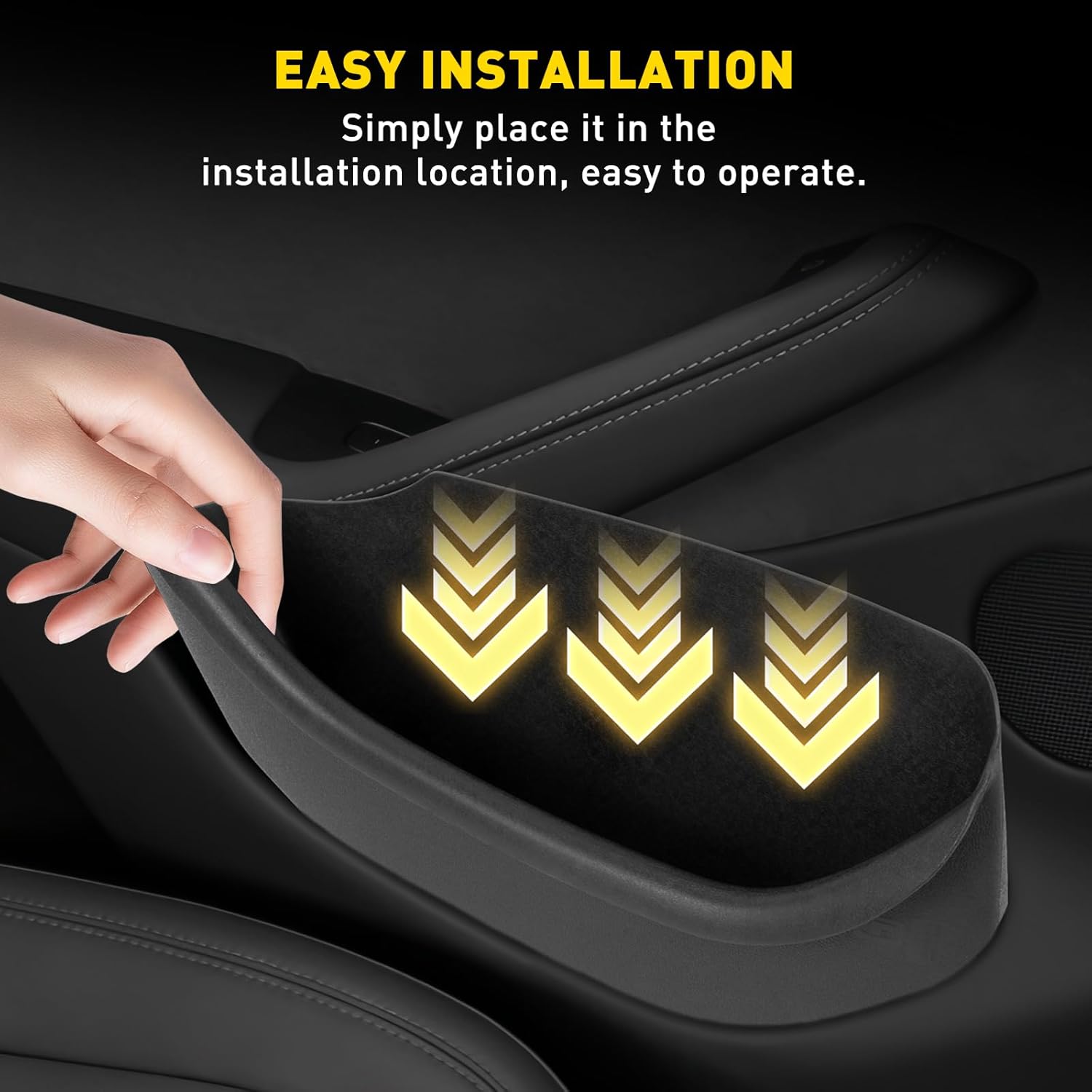 4PCS Door Side Organizer Compatible with Tesla Model Y Juniper 2025 2026 Accessories, Front & Rear Door Pocket Storage Box Tray Full-Cover Anti-Slip TPE Door Pocket Liner Black