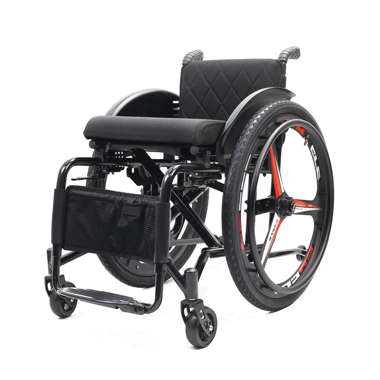 Silla De Ruedas Plegable Ligera Y Autopropulsada - Sillas Ruedas Deportivos Todoterreno - Reposapiés Plegable - Sillas Ruedas para Exteriores, Hogar Y Viajes(Orange-1,16.5" Seat Width)
