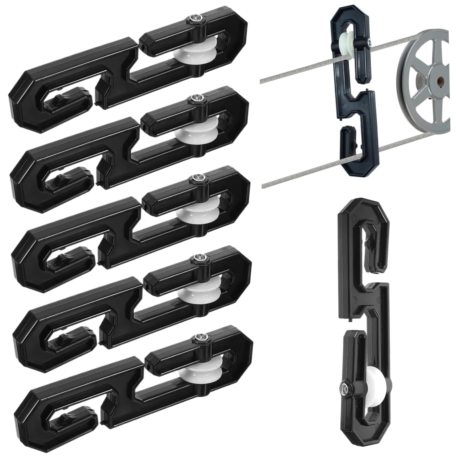 Lcarege 6PCS Clothes Line Pulley, S-Shaped Laundry Line Separator Spreader Pulley, Nylon Clothesline Tightener for Long Clothesline and Heavy Loads