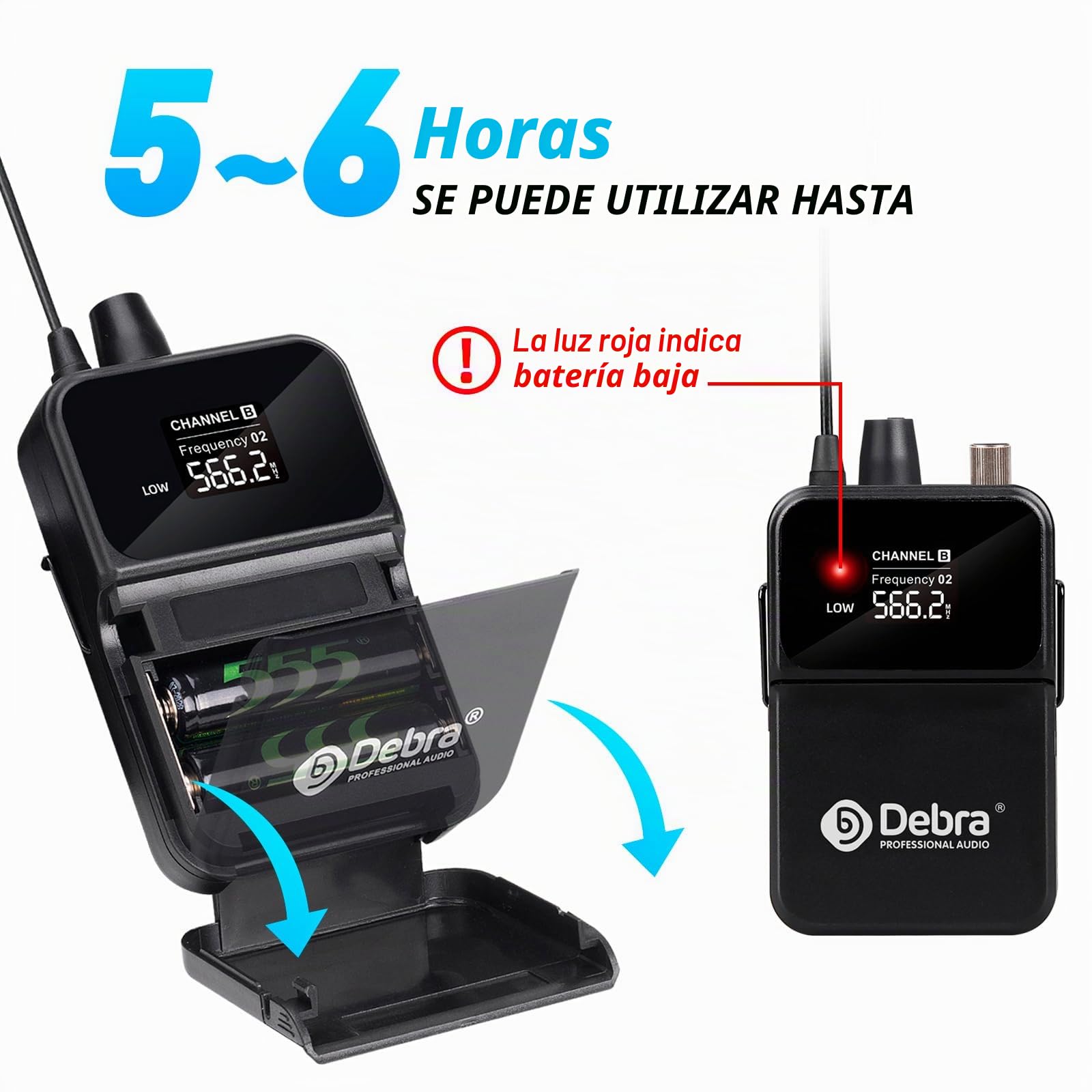 Microfono inalambrico D Debra UHF UBR-102 con micrófonos de mano inalámbricos de diadema Lavalier, 260ft Rango, Adecuado para la Iglesia, Conferencias, Karaoke, Bodas, DJ, y Bares (2 Bodypack)
