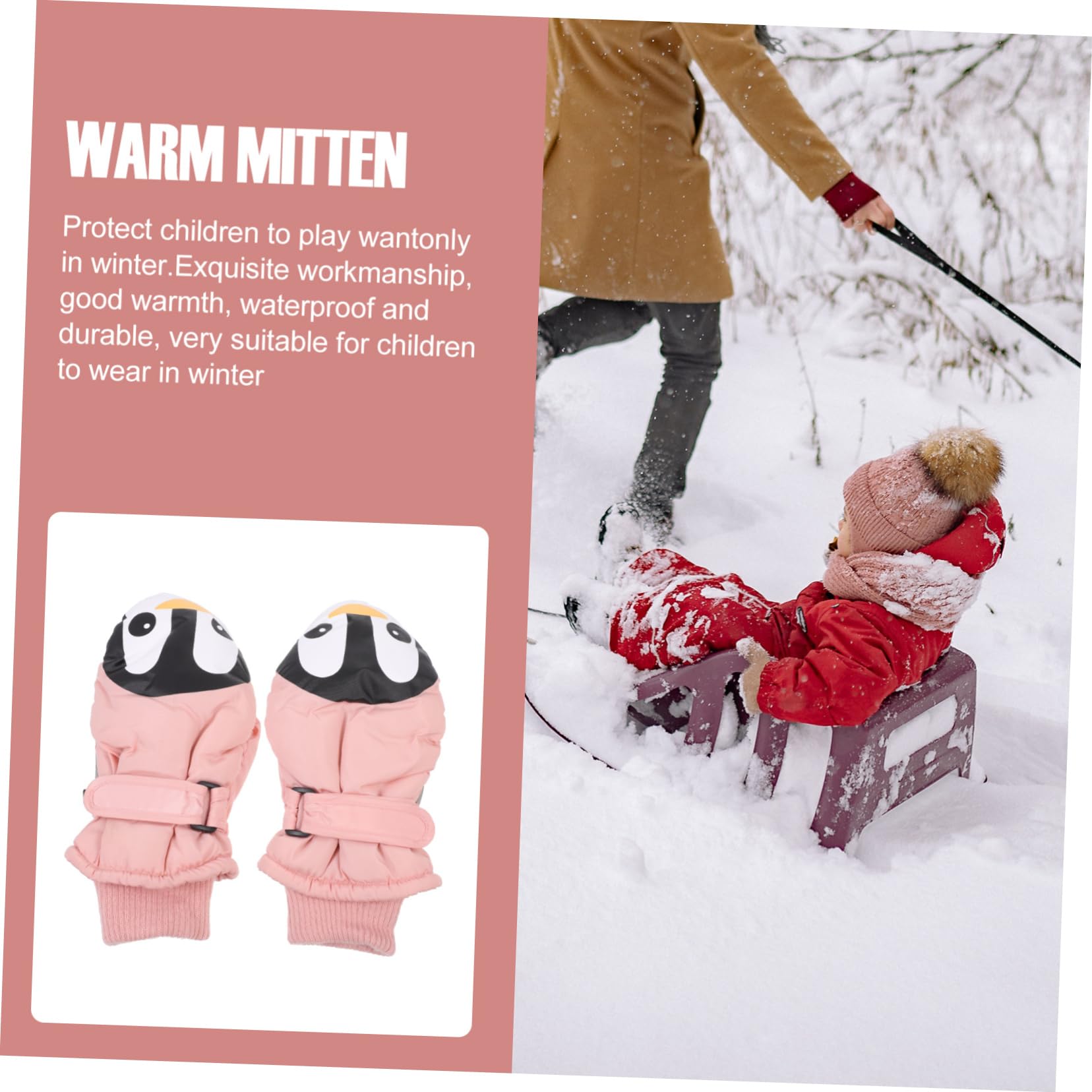 PACKOVE 2 Paar Winterhandschuhe für Kinder thermohandschuhe wärmende Handschuhe Wasserabweisende Handschuhe fahrradhandschuhe Karikatur Thermische Versorgung Junge Warmer Samt Rosa