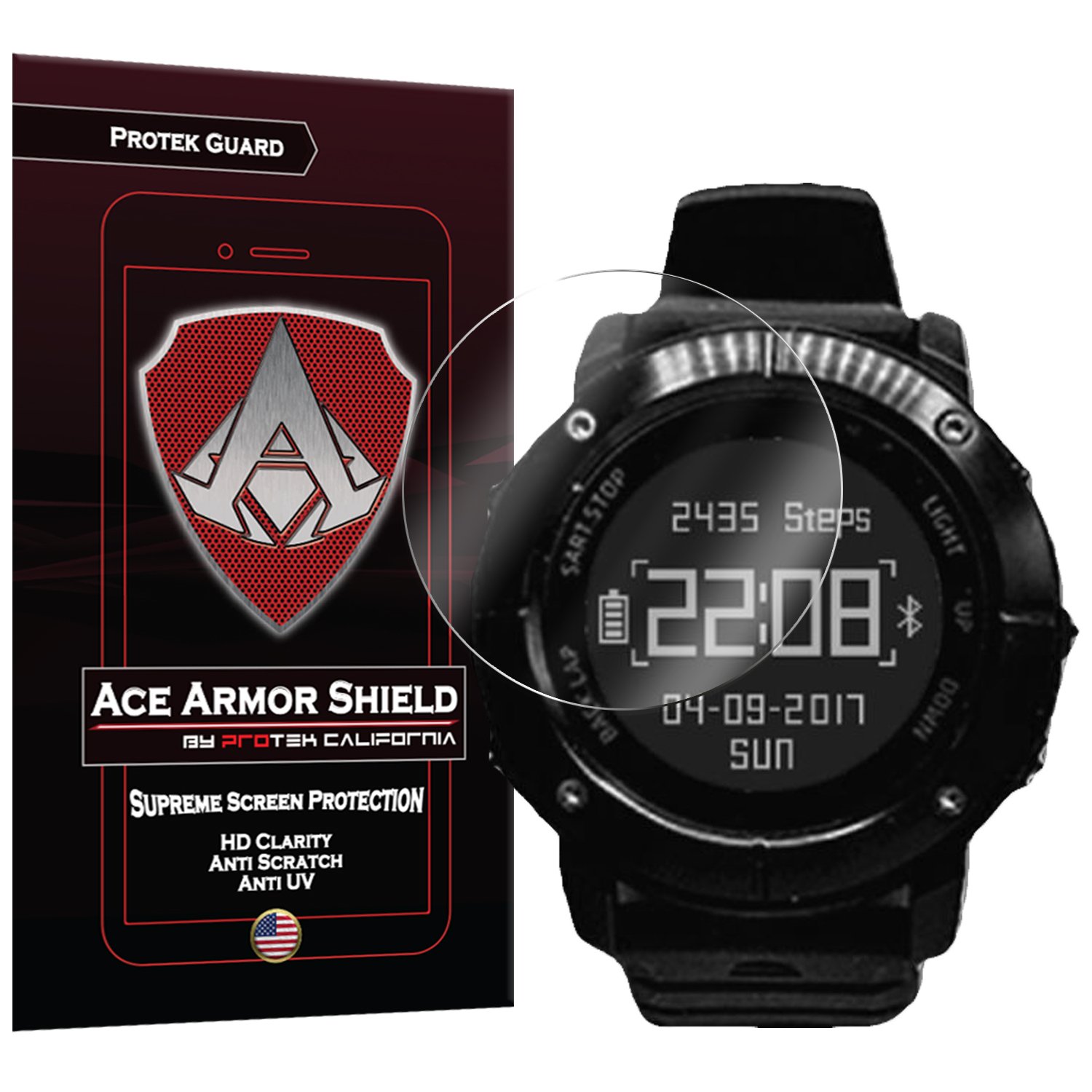 Ace Armor Shield Protek Guard (6 Pack) Screen Protector for The UWear Smartwatch (2017) with Free Lifetime Replacement Warranty