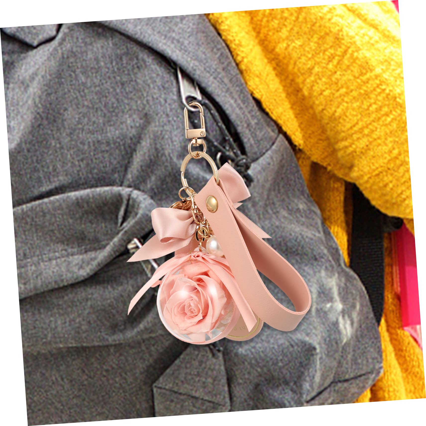 BESPORTBLE Konservierter Blumen-schlüsselanhänger Schlüsselanhänger Für Rucksäcke Zubehör Damen Bastelt Rosen-schlüsselanhänger Schlüsselbund Ewige Rosenkette Leder Rosa