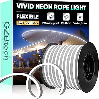 Amazon.com: GZBtech Flexible LED Neon Rope Lights 100FT,AC 110-120V ...