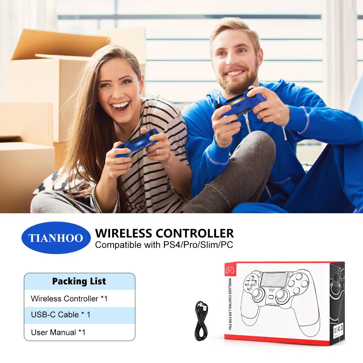 Amazon.com: TIANHOO Wireless Controller compatible with PS4, with