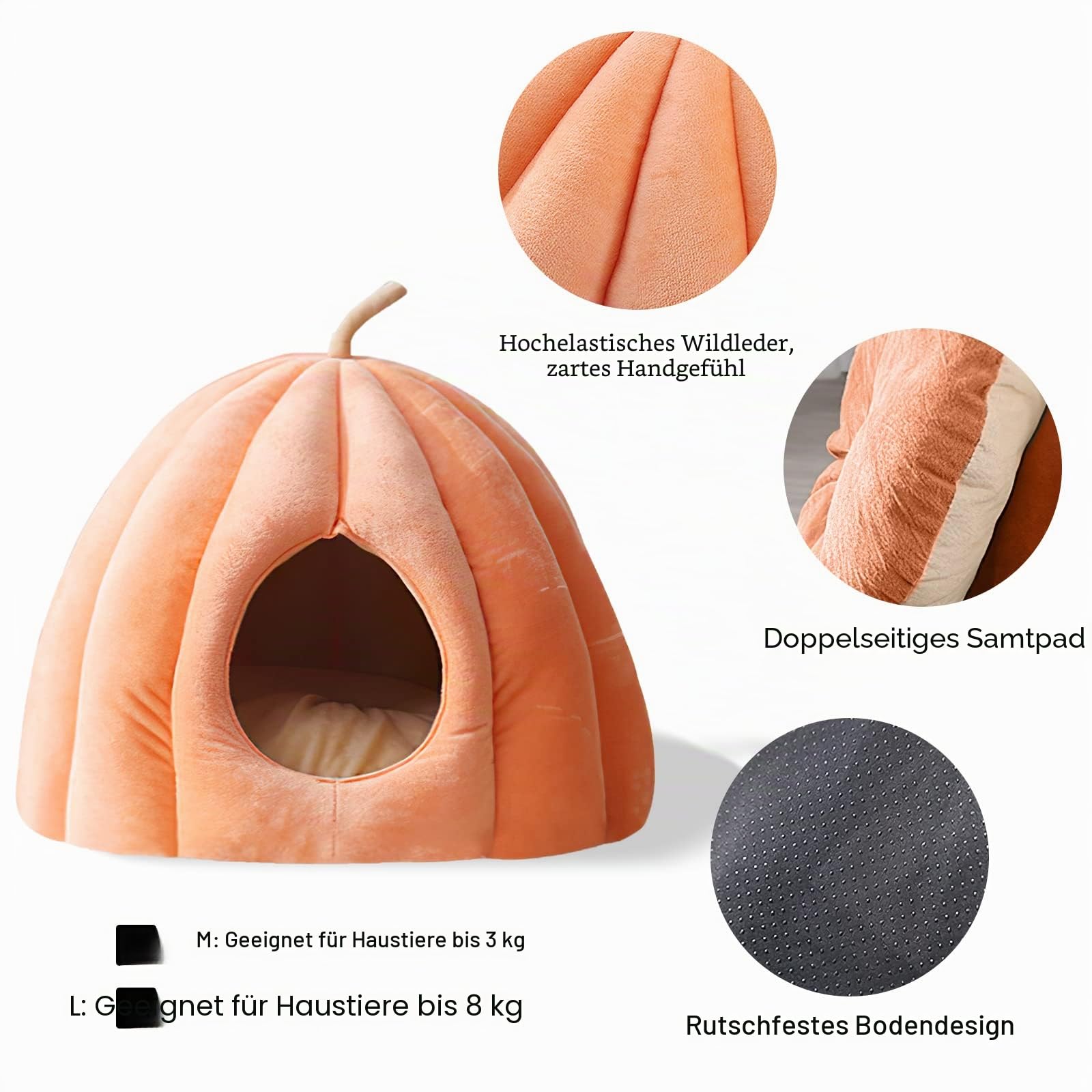 Galatée Haustierhöhlenbett, Katzennest Mit Abnehmbarem, Waschbarem Innenkissen, Weiches Bett Für Kätzchen Und Kleine Haustiere, Superweiches Und Gemütliches Plüschkatzen-Iglu-Höhlenbett（L, Grün