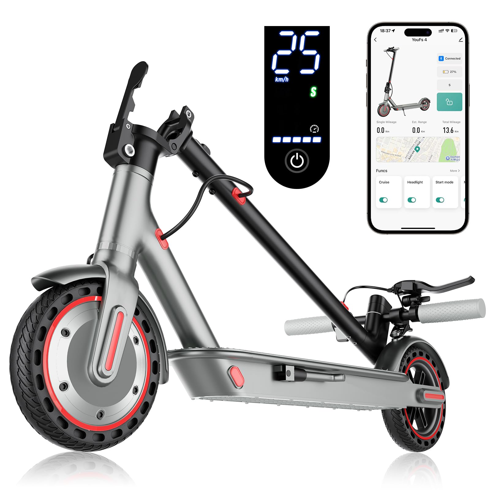Electric Monopattino for Adults,Pneumatici 8.5/10",Powerful Motor 350/500W, Autonomy up to 35/38/45 km,Maximum Speed 25 km/h,Double Lighting and Double Braking System,Maximum Load120kg