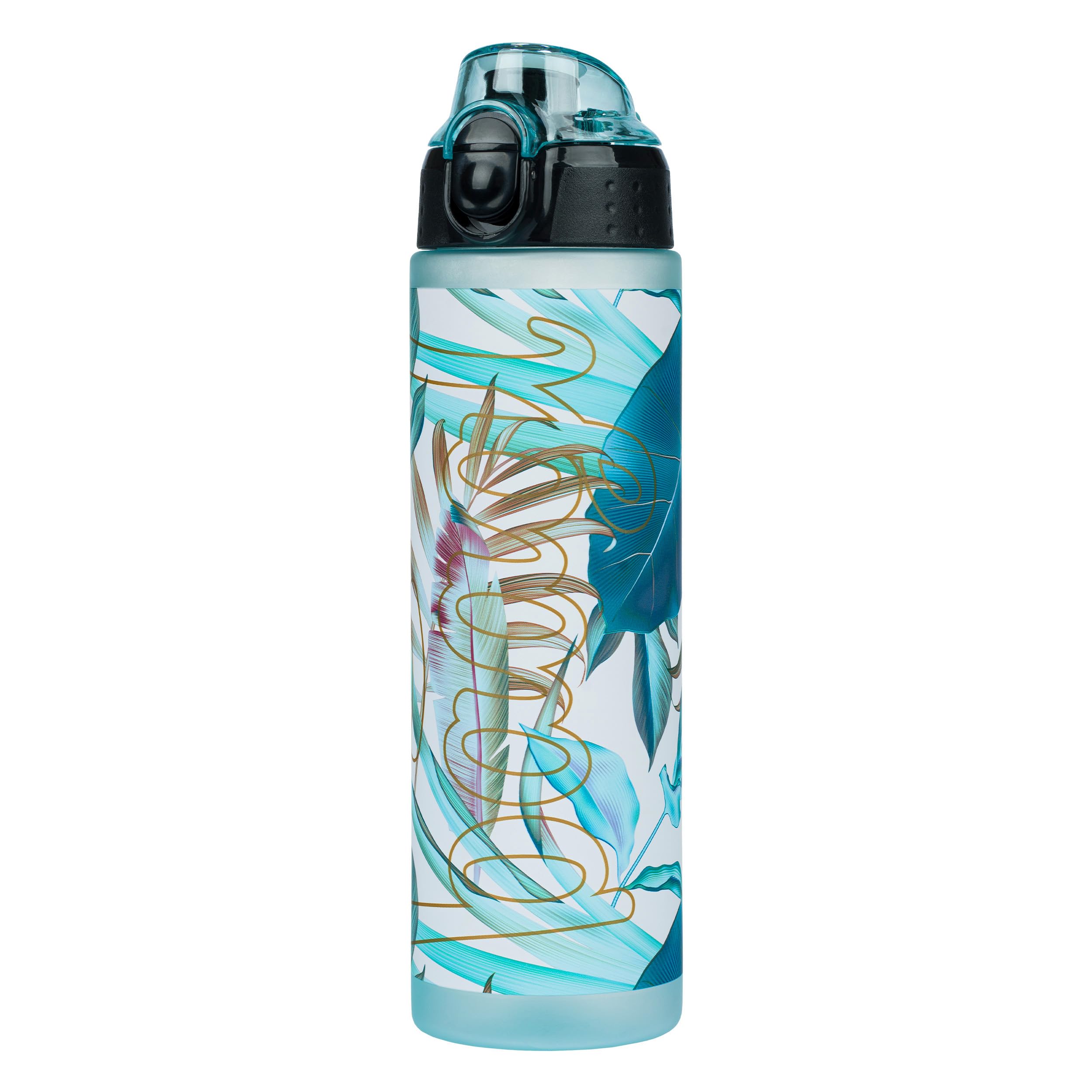 Baagl Children's Drinking Bottle, Leak-Proof Water Bottle, 700 ml, School and Sports Bottle for Girls, Versatile and Practical Bottle with Lockable Lid (Leafs)