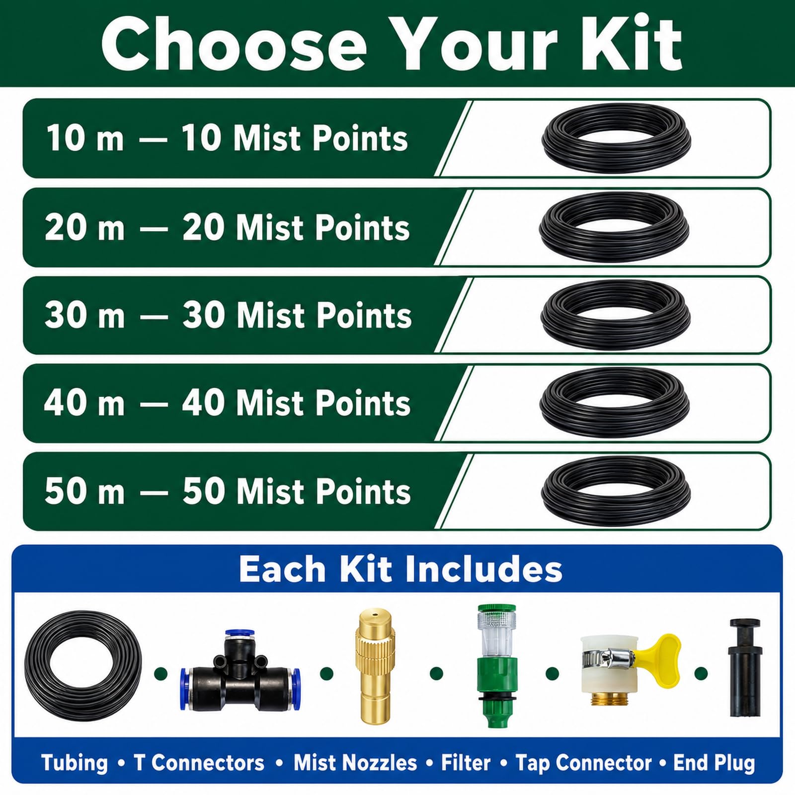 Impianto Irrigazione Giardino,Nebulizzatore per Terrazza Esterno,Sprinkler Irrigazione System,Leak-Proof And Rust-Proof,Suitable for Patios And Potted Plants