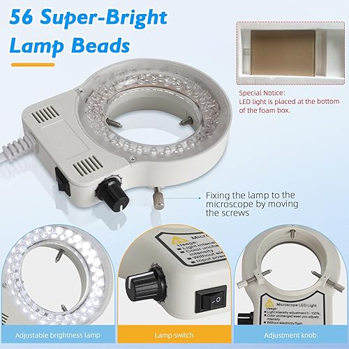 Miniatura 4 de Microscopio dental con luz LED - Estereomicroscopios 360 Revolve 8X Ampliación Binocular Microscopio Estéreo Binocular Dental Microscopio Binocular