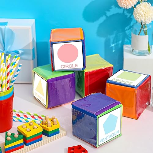 Miniatura 3 de Yilloog 8 dados de bolsillo de 3.94 pulgadas, dados de juego educativo para el aula, dados de espuma suave con bolsillo transparente, cubos grandes