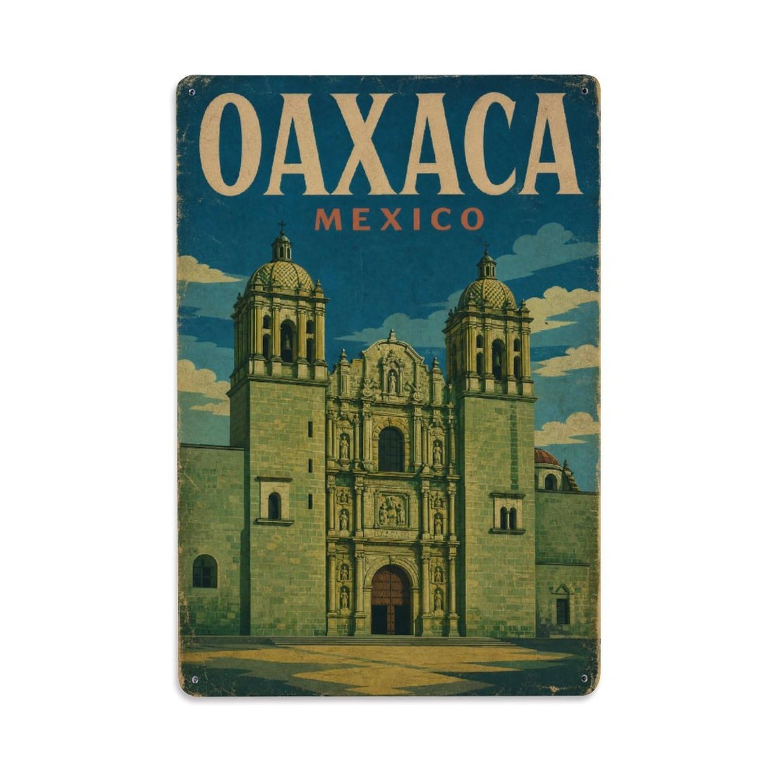 Travel Vintage Mexico Oaxaca Metal Tin Sign