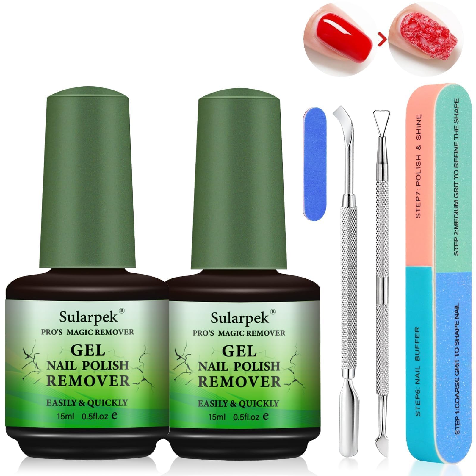 Sularpek Magic Remover Set, 2 Pcs Removedor Esmalte Permanente, Quita Esmalte Semipermanentes Para Uñas, con Lima de Uñas y Rascador de Esmalt, Elimina Fácil y Rápidamente el Esmalte — view 10