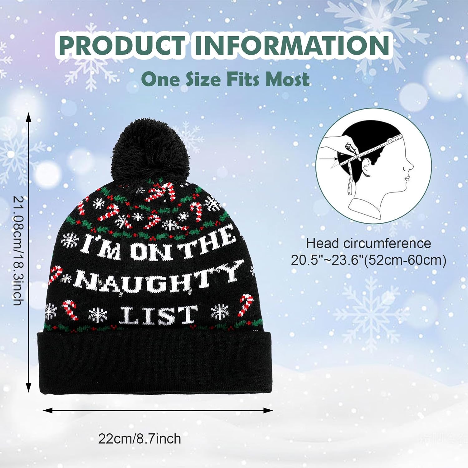 TAGVO LED Light Up Hat Beanie Knit Cap, Colorful LED Xmas Christmas Beanie - Image 5