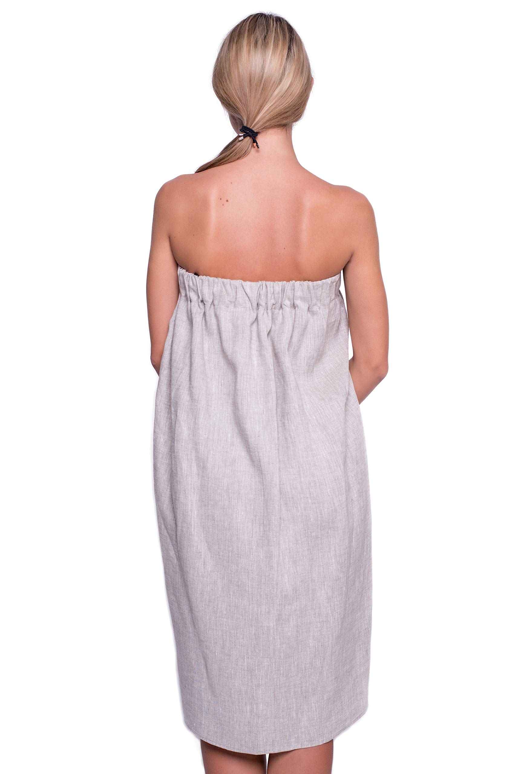 Sowel® Kilt per Sauna da Donna, Asciugamano da Sauna con Chiusura, Telo da Sauna in 100% Cotone, 80 x 130 cm, Grigio/Marina