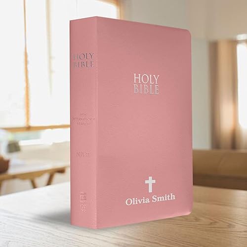 Miniatura 63 de Biblia NIV personalizada nueva versión internacional de piel sintética pequeña impresión económica Biblia con nombre personalizado hasta 3 filas