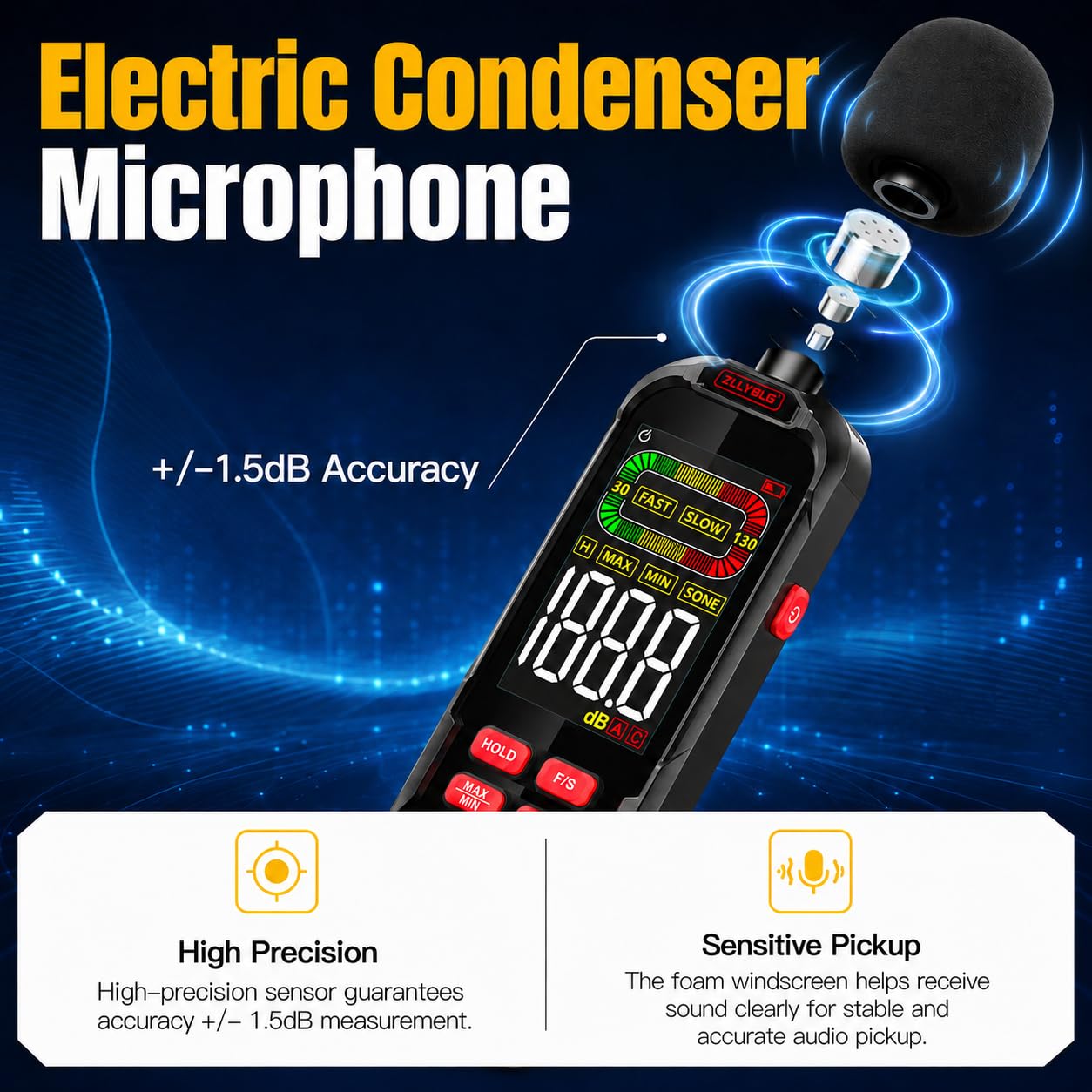 Decibel Meter, Digital Sound Decibel Meter - Range 30-130dB — Amazon image 6