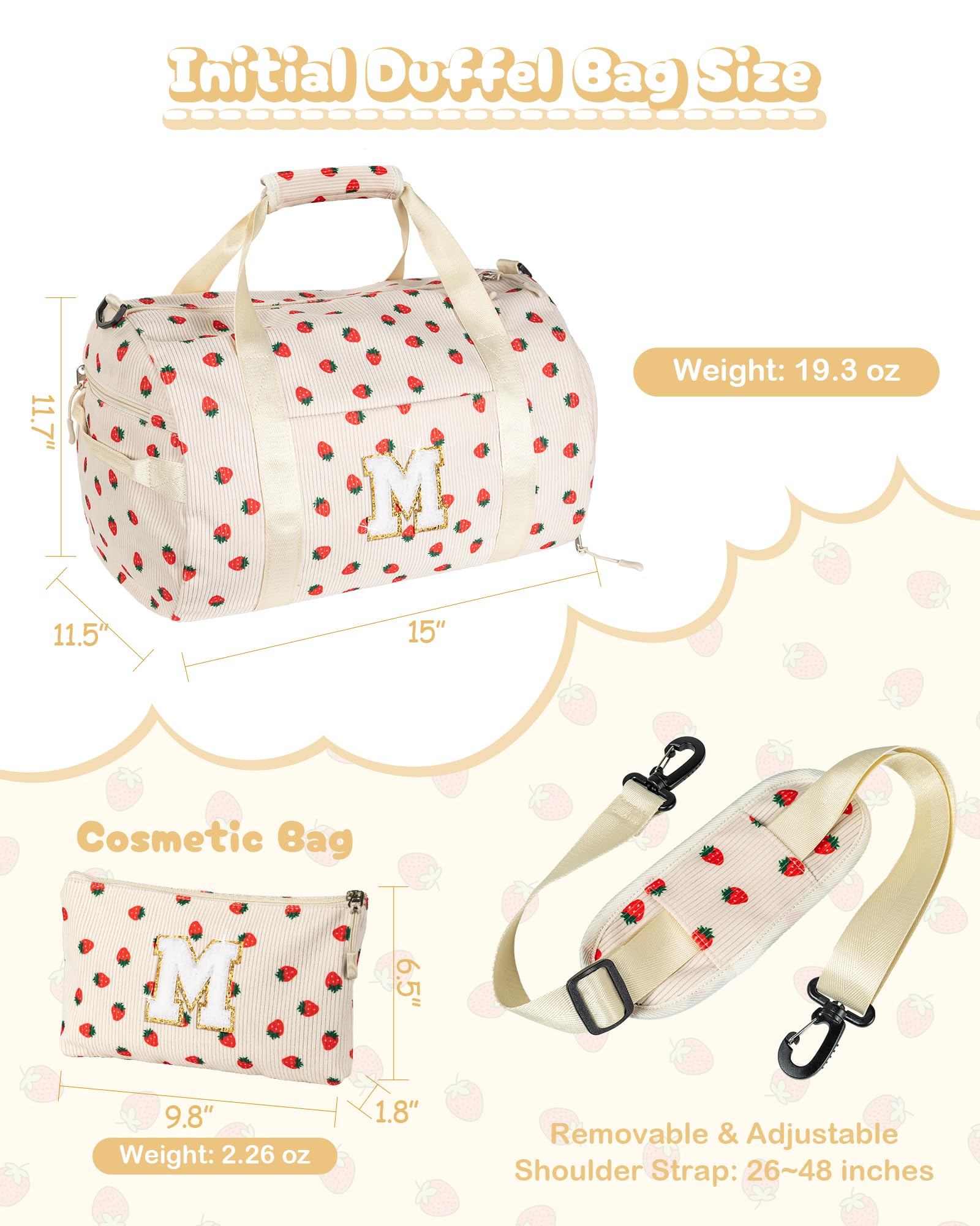 Stocking Stuffers for Kid, Girls Gym Bag, Kids Personalized Weekend Duffel Bags with Shoe Compartment, Initial Travel Tote with Makeup Bag, Gift for Ballet Dance Gymnastics Girl (Letter R)