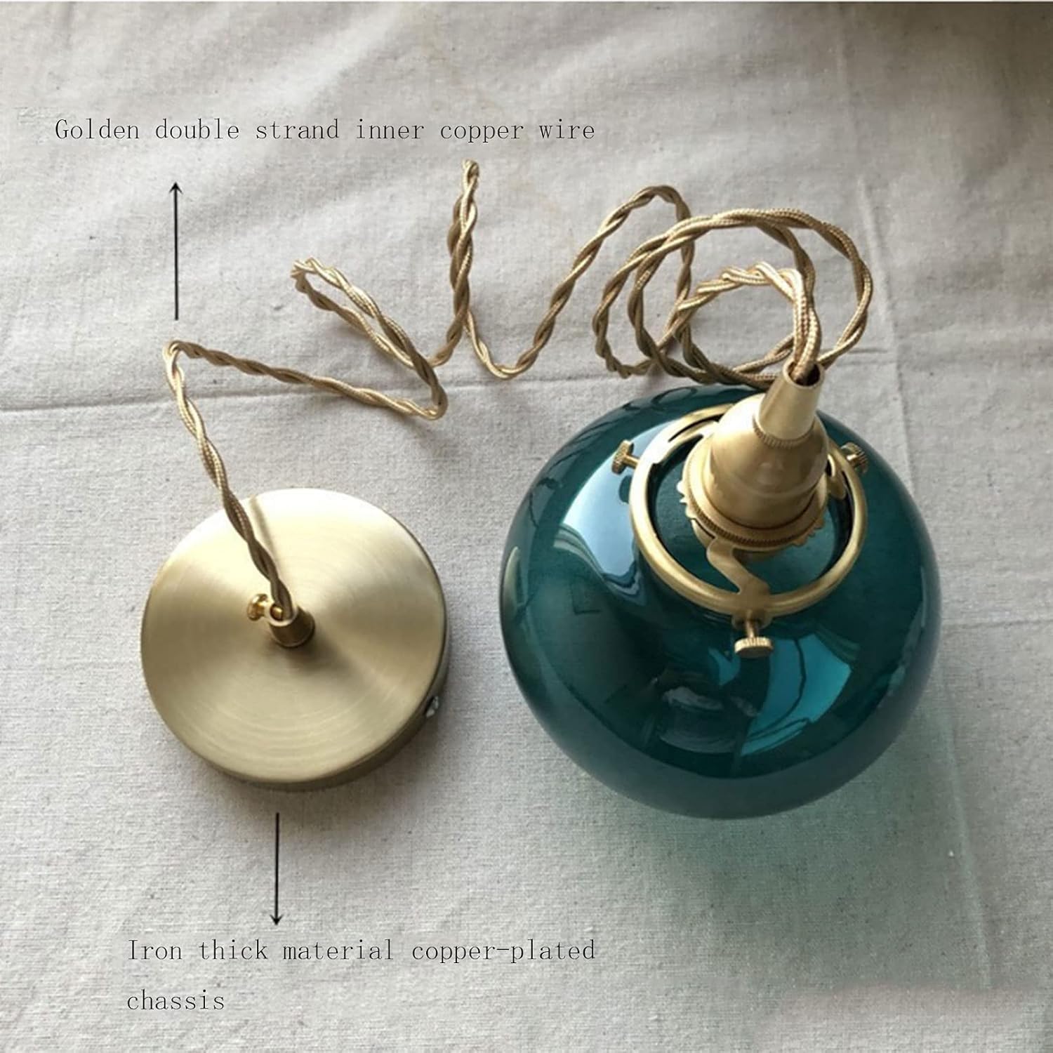 Suspension en Laiton et Verre, Lustre Original, Lampe Suspendue Compatible avec Restaurant, Bar et Salon.