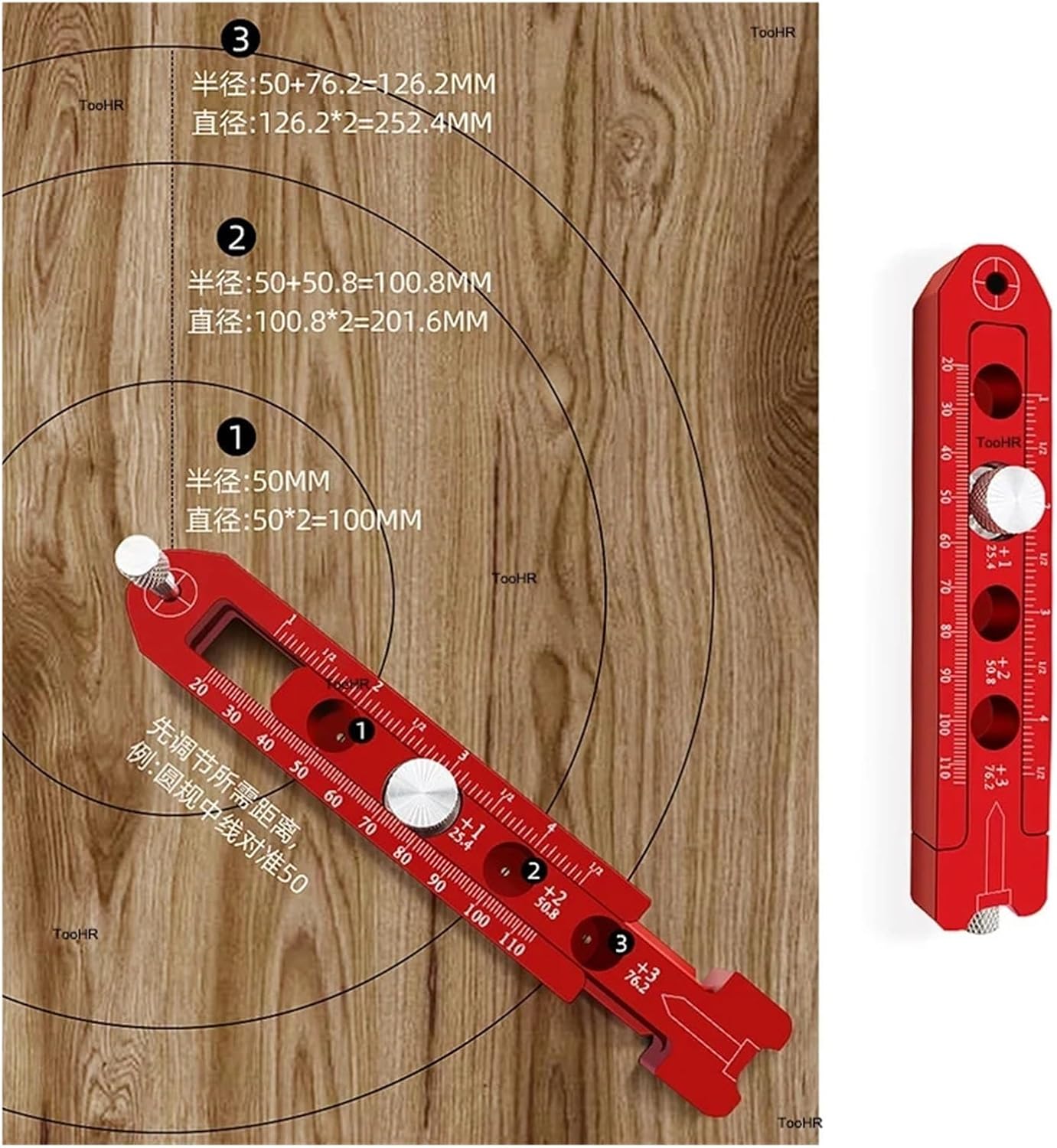 Multi-function Tracing Tool DIY Line Tracer Portable Aluminum Woodworking Compass Circular Marking Gauge