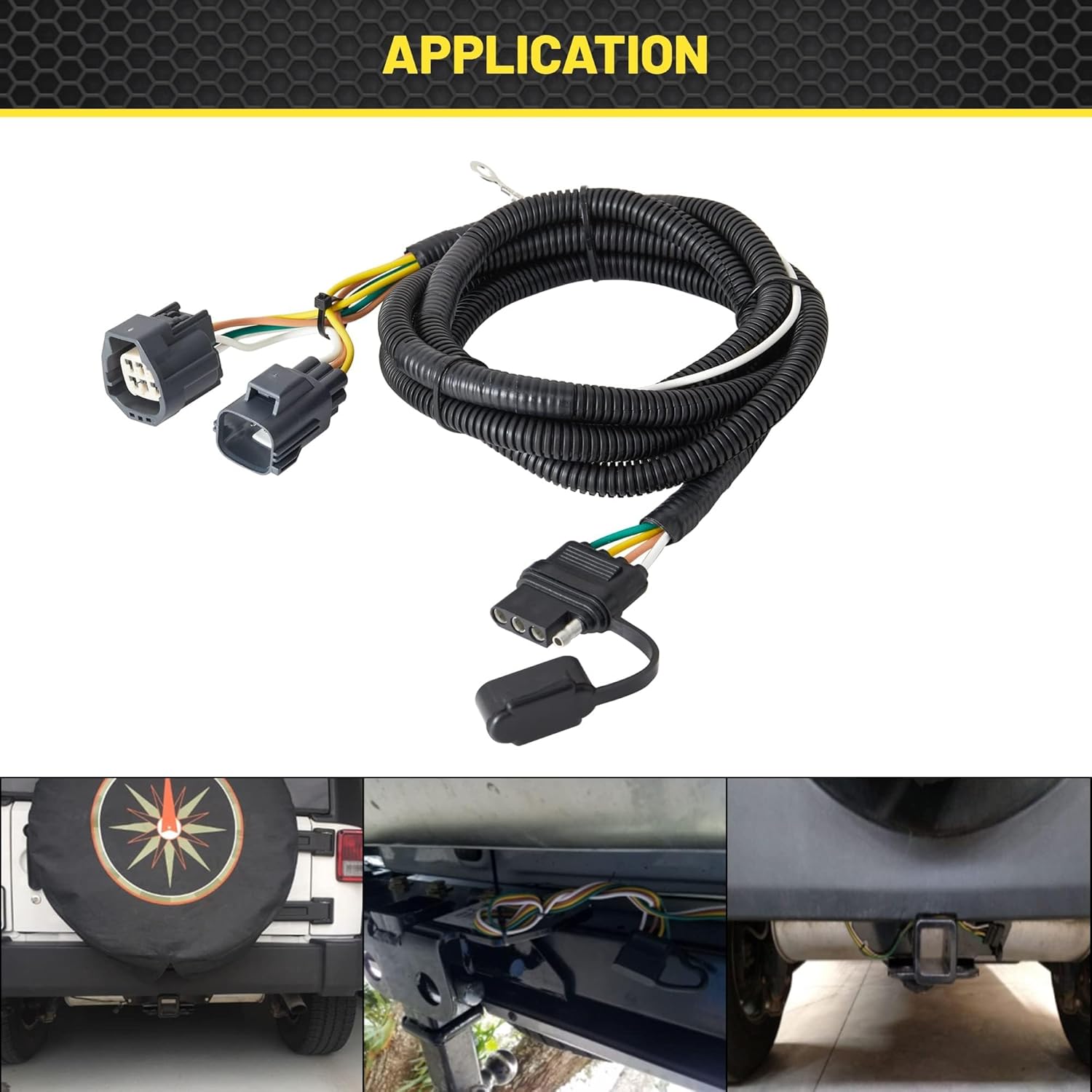 Oyviny 4 Pin Trailer Wiring Harness for 2007-2018 Jeep Wrangler JK JKU Sahara Rubicon Unlimited Sport Models, Wrangler 2 Door & 4 Door Flat Tow Trailer Hitch Wiring 16AWG Pure Copper Wires