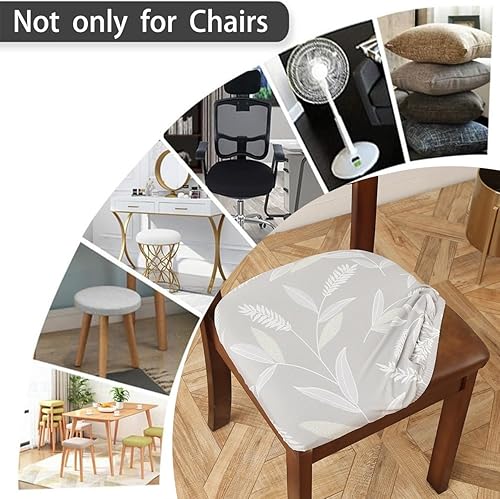 Miniatura 4 de Juego de 6 fundas de asiento para silla, elásticas, estampadas, para comedor, cuadradas, extraíbles y lavables, fundas de cojín para cocina, oficina