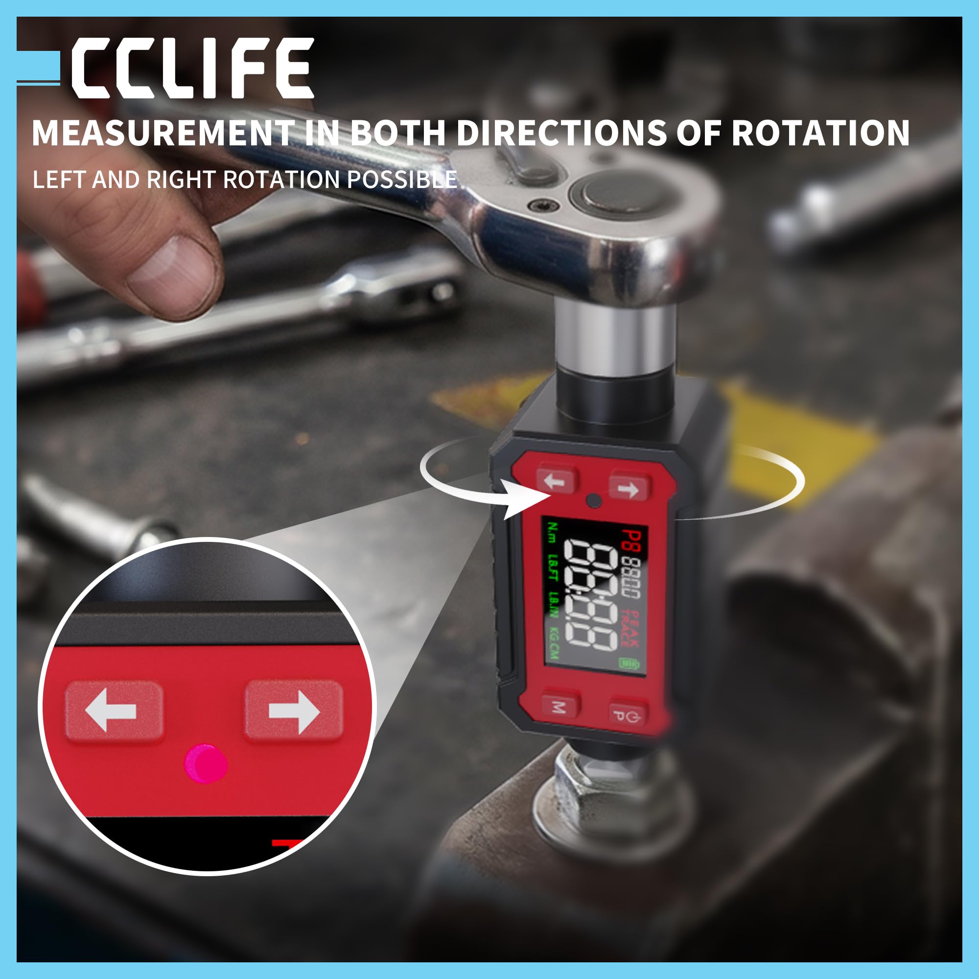 CCLIFE Digitaler Drehmomentadapter 1/2 Zoll 10N.m-200N.m LED Display