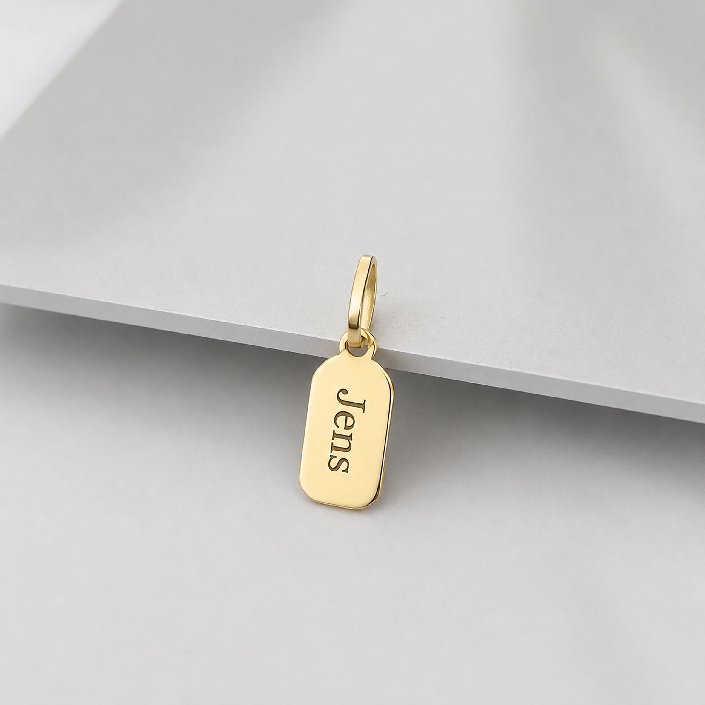 Lucche Anhänger Gold 585 Rechteck Gravurplatte Echtegold Charm mit Gravur | Personalisiert, Benutzerdefinierte Name, Charm Initial, Gravur Platte, Tag,buchstaben anhänger,kettenanhänger gold